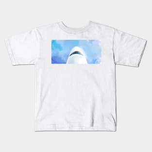 A plane in the sky | Civil aviation | Avia | Blue sky | hand drawn digital painting Kids T-Shirt